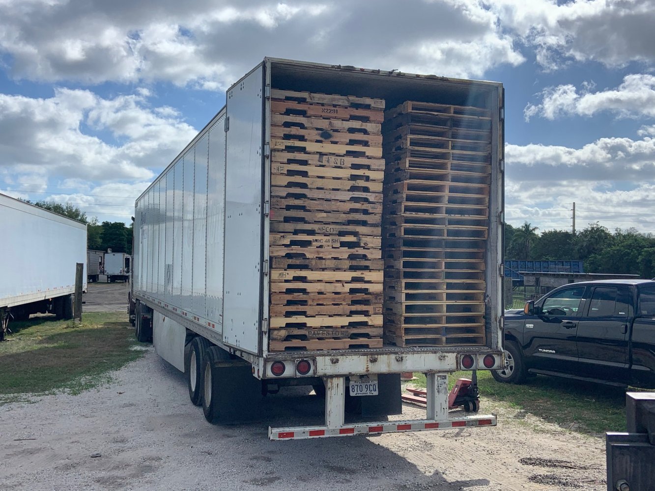 Dry van loaded with pallets for delivery