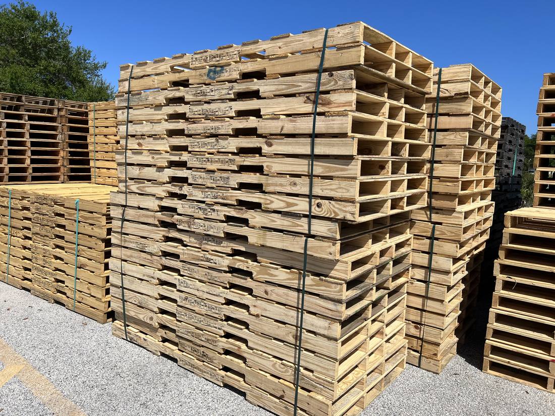 New GMA 48x40 wood pallets in stock at Florida supplier